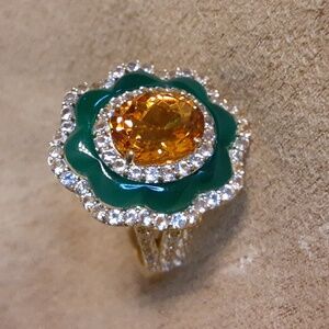 RARE, 925 Gold over, Citrine and Genuine Gemstones.  FIRM.
